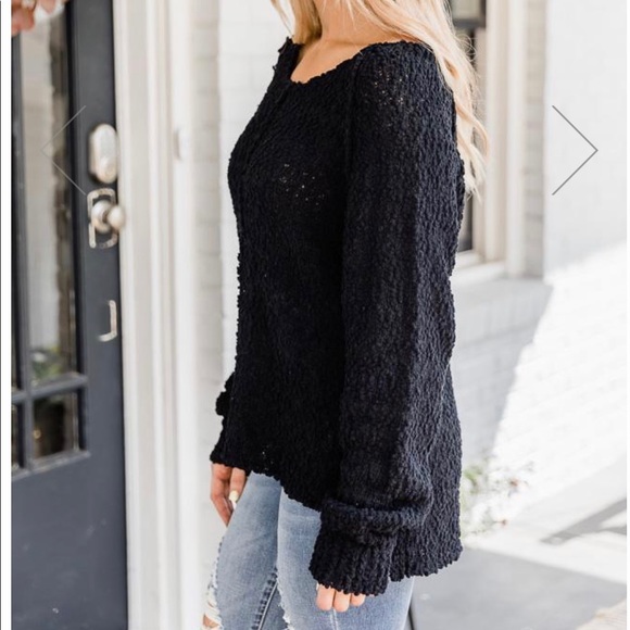 NWOT-Pink Lily- Black Popcorn Sweater - Picture 4 of 8